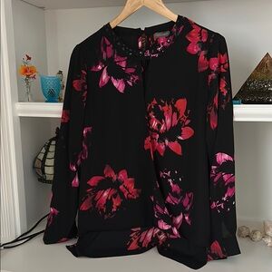 Vince Camuto Pink Long Sleeve Graphic Blouse # 217